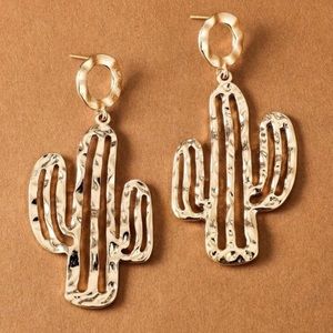 Gold Hammered Cactus Earrings